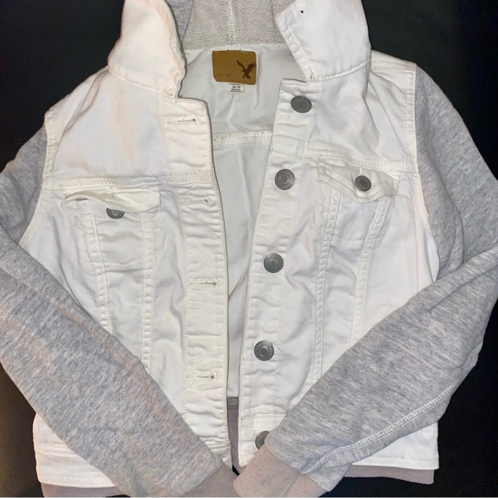 AE White Denim Sweater Jacket